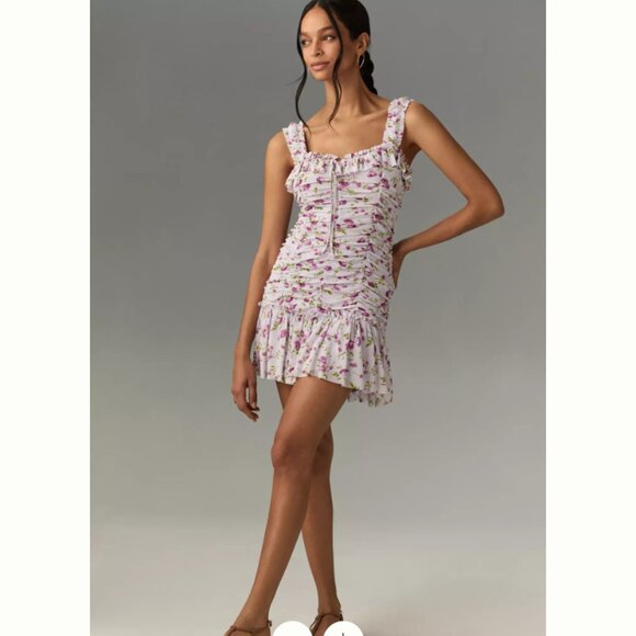 Brand New By Anthropologie Sleeveless Square-Neck Ruched Mini Dress - Picture 4 of 9